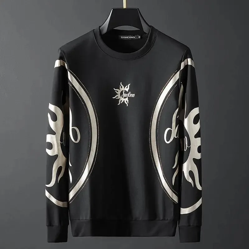 

Роскошный свитер в европейском стиле со стразами, Мужская одежда, новинка сезона осень-зима 2021, повседневная спортивная одежда, красивый тр...