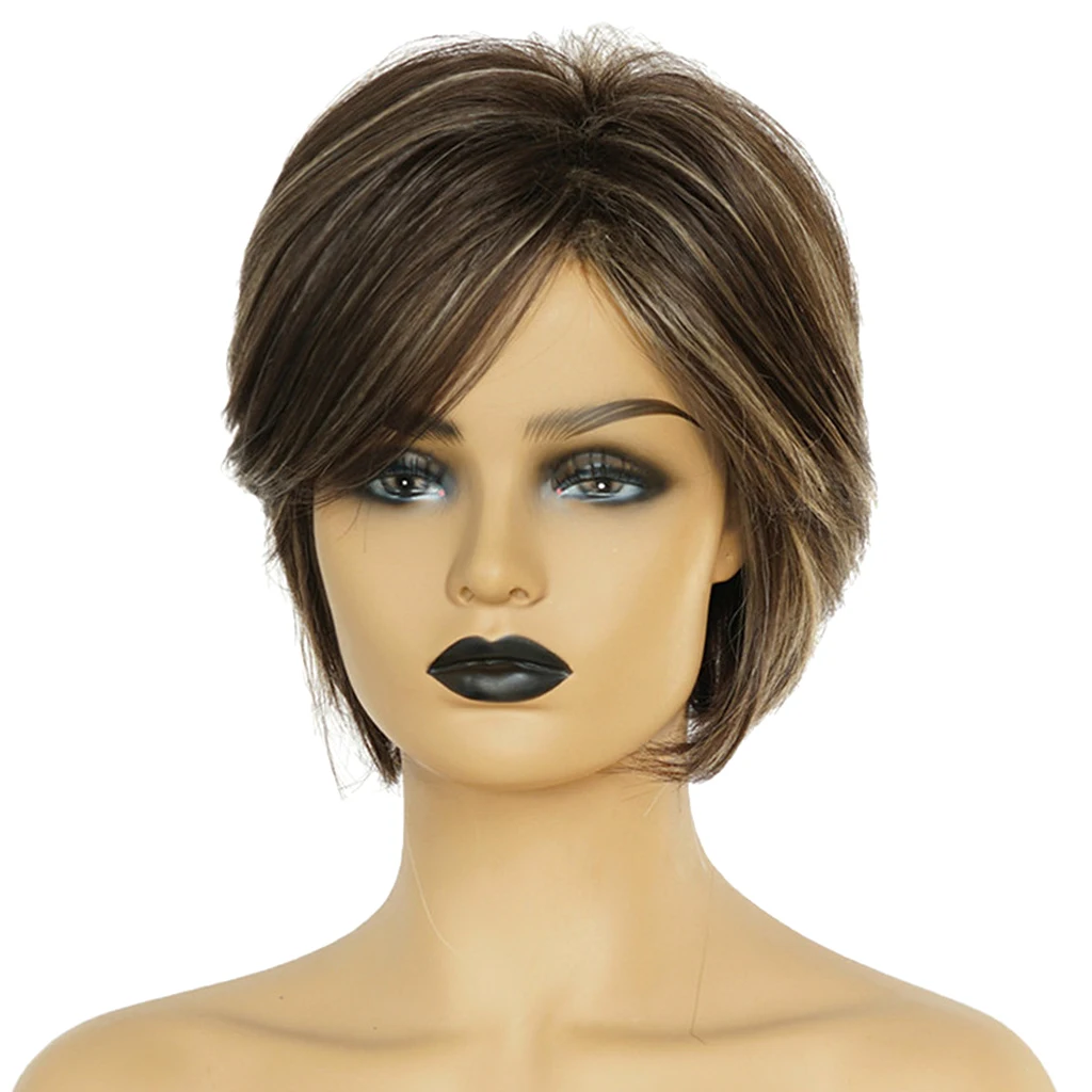 

10 inch Short Pixie Layered Wigs with Bangs Human Hair Wig for Lady