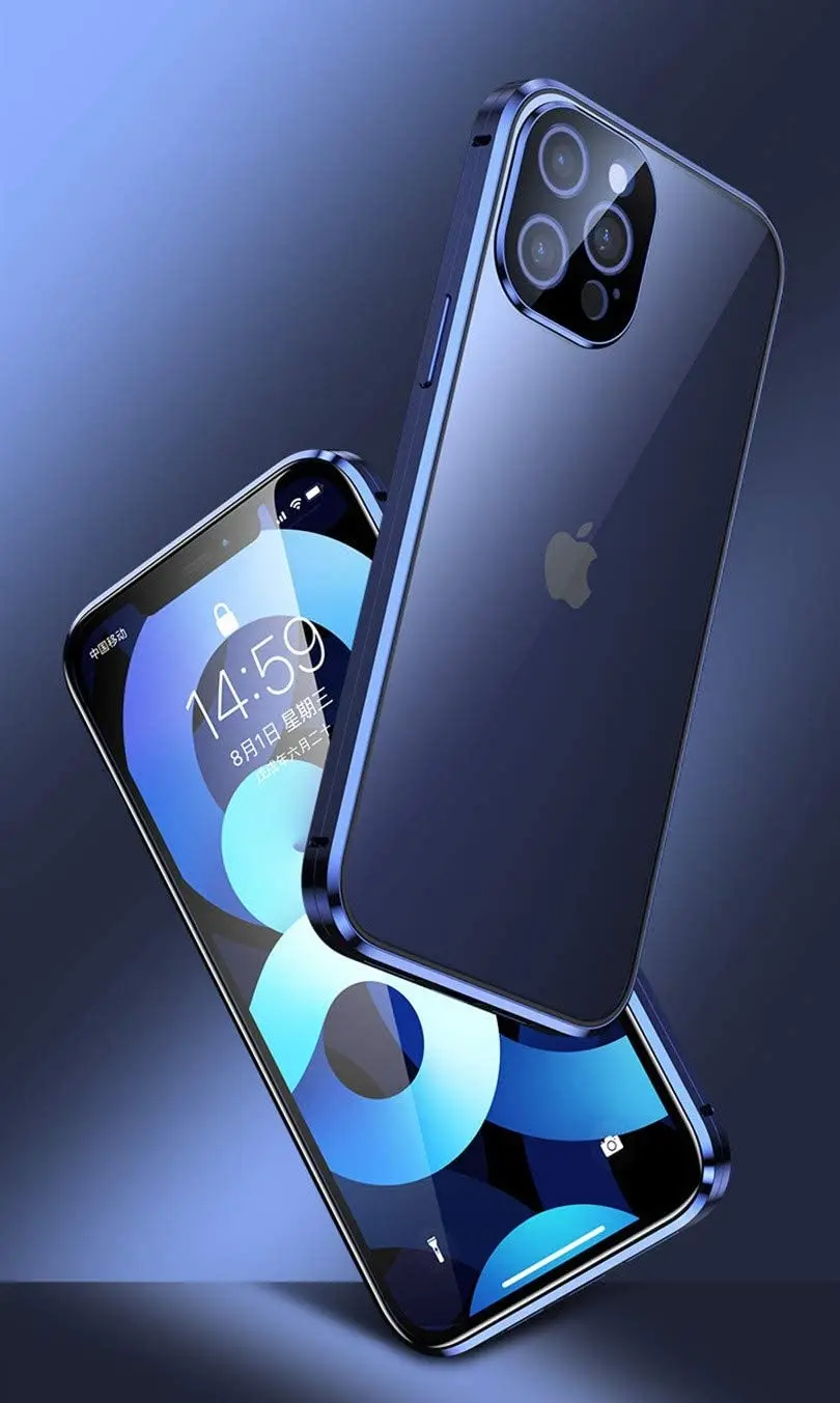 double sided magnetic case for iphone 11 13 12 pro max x xr 7 8 6 mini se 2020 with camera lens protector screen glass cover free global shipping