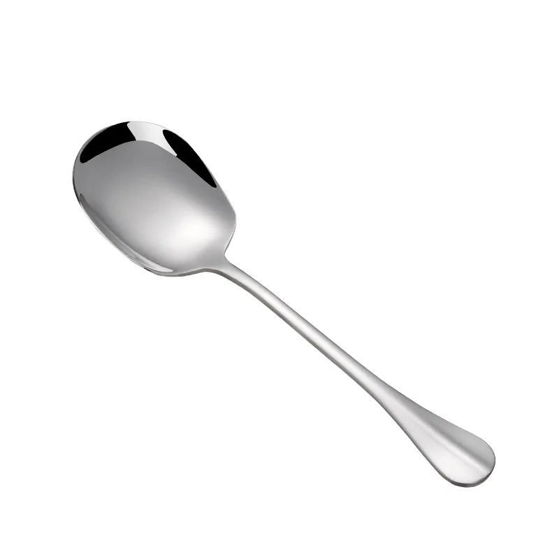 Thicken Kitchen Dinner Dish Soup Rice Western Restaurant Bar Public Spoon Large Stainless Steel Round Head Buffet Serving Spoon images - 6