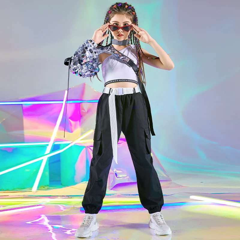 2020 бальный костюм для танцев в стиле хип хоп детей расшитые блестками с длинными