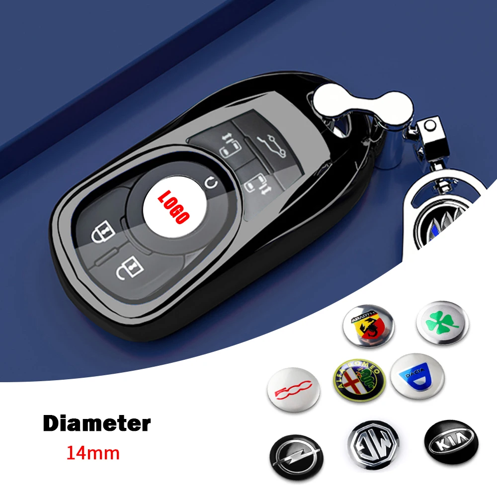 

5/10pcs 14mm Car Key Emblem Sticker Logo Decal For BMW FIAT 500 Abarth SAAB Seat FR mk2 DACIA Honda Peugeot MercedesBenz