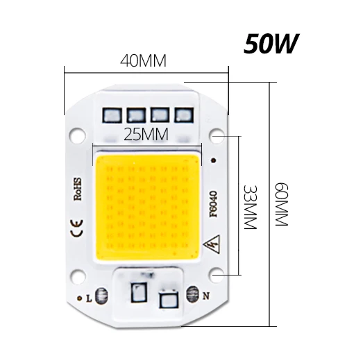COB 50W Светодиодный светильник лампы COB светодиодный чип 220V 50W 30W 20W 10W Luces СВЕТОДИОДНЫЙ матричный для Точечный светильник потолочные светильник не нужен драйвер DIY прямоугольные диод - Испускаемый цвет: COB 50W