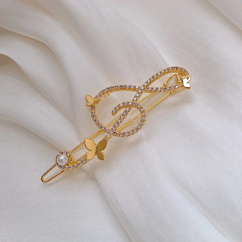 

New Fashion Note Hair Clip For Women 2021 Girls Geometric Rhinestone Hairpin Barrettes Headwear Jewelry Hair Accessories Gifts