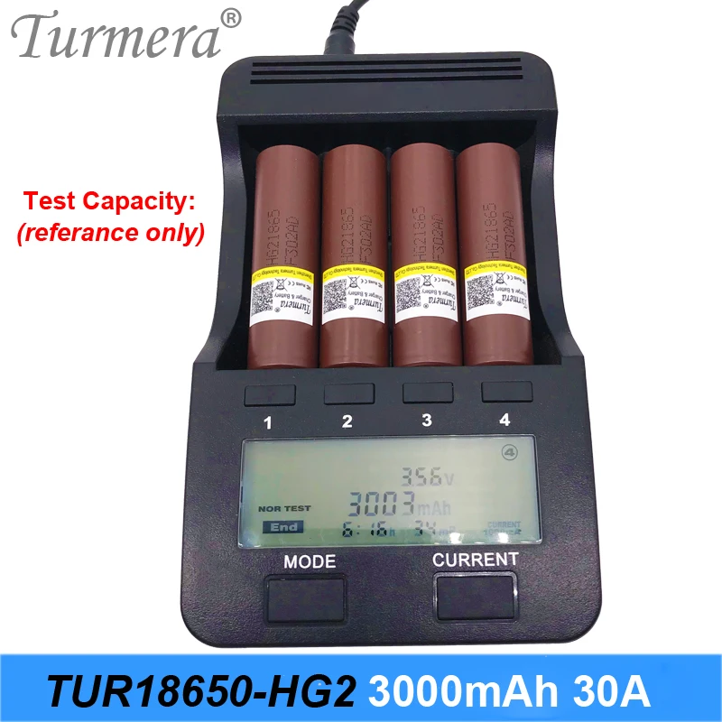 Turmera original inr18650 hg2 18650 3000 мАч 30a с пайкой для шуруповерта и аккумулятора