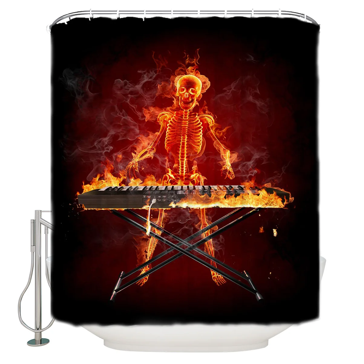 Череп Пламя Красный рояль узор занавеска для душа s полиэстер ткань