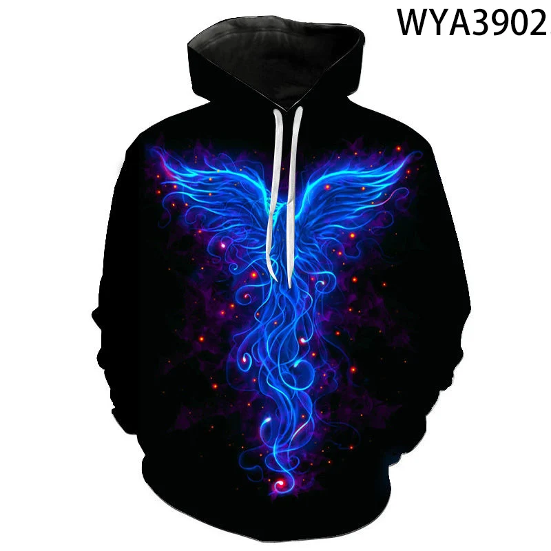 Свитшот с 3D-принтом Феникса и пламени модные худи для мужчин женщин Детский