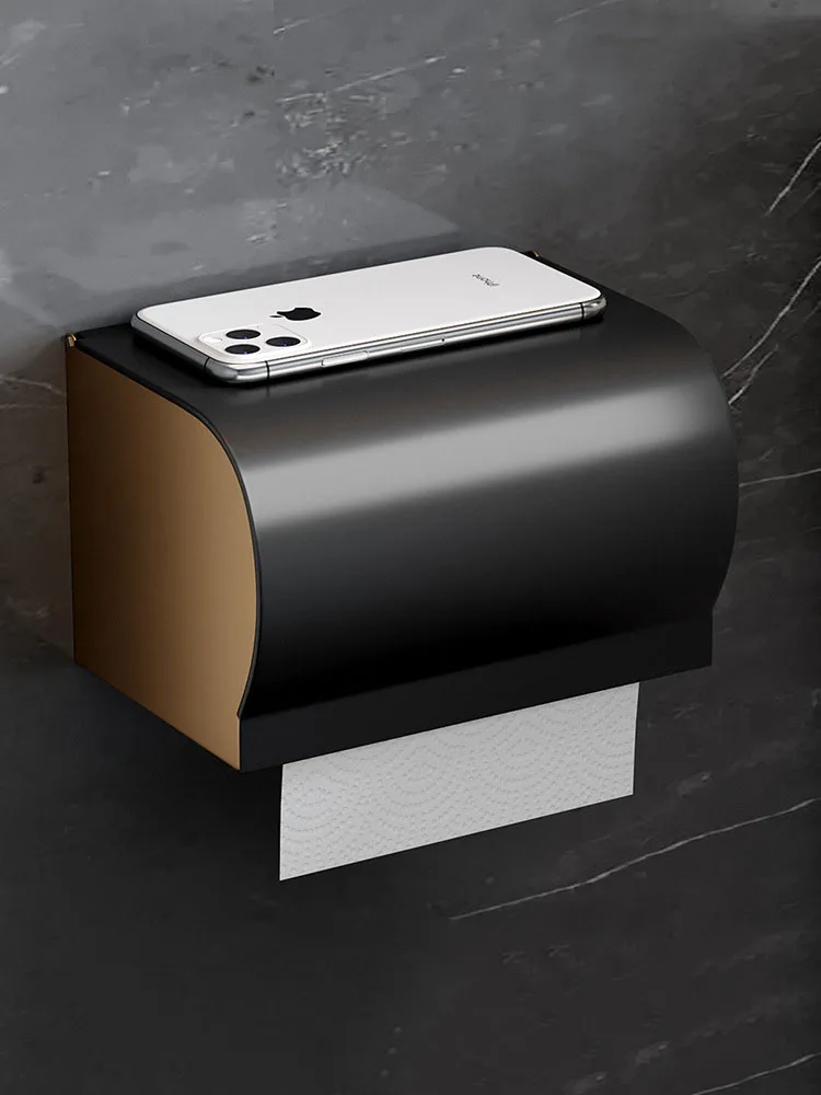 

Bathroom Black Gold Space Aluminum Paper Towel Rack Paper Towel Box Non Perforated Installation Of Toilet Hardware
