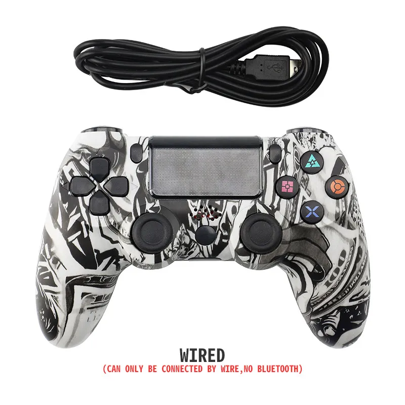 Данных лягушка Bluetooth Беспроводной игрового контроллера геймпад для PS4 контроллер для Playstation 4 Dualshock 4 двойной вибрации джойстика геймпад - Цвет: White Ghost wired