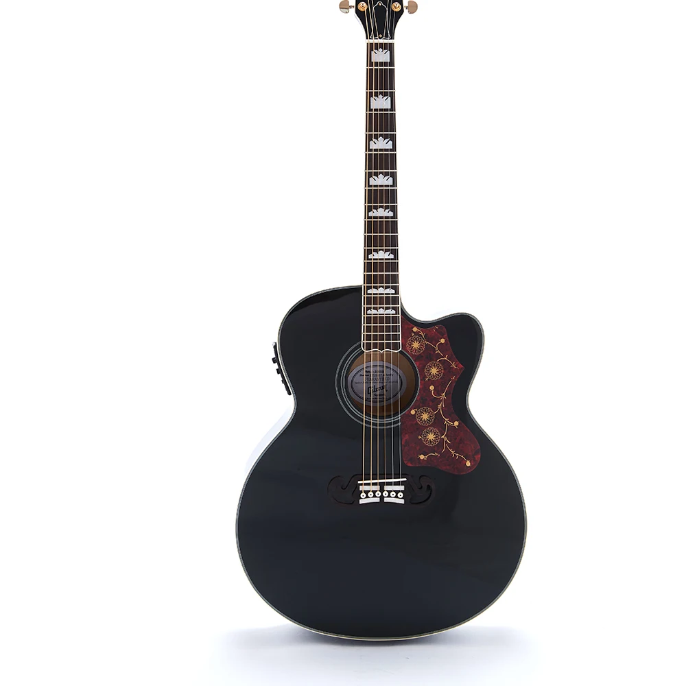 43in Jumbo J200C электрическая акустическая гитара Fishman EQ Top Grover тюнер черный цвет |