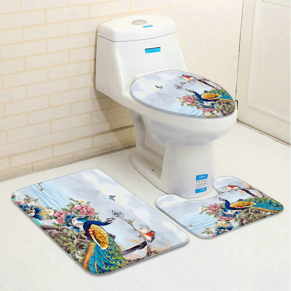 

3 шт., Нескользящие Коврики для унитаза, с пером
