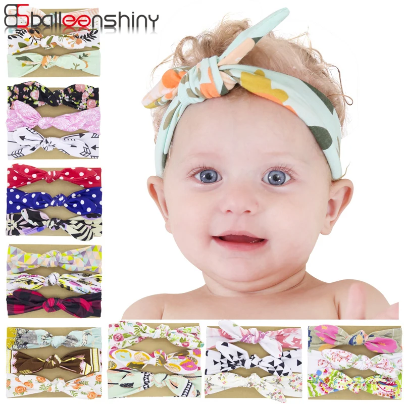 BalleenShiny-Diadema para beb&eacute; ni&ntilde;a, corona de flores, lazo, Orejas de conejo, accesorios para el cabello, vendaje el&aacute;stico ajustable en 8 colores, 3 uds.-0