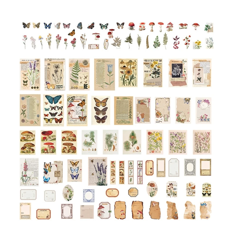 

Vintage Stickers Set Sticky Decals for Kids Students Scrapbook DIY Lover 200pcs
