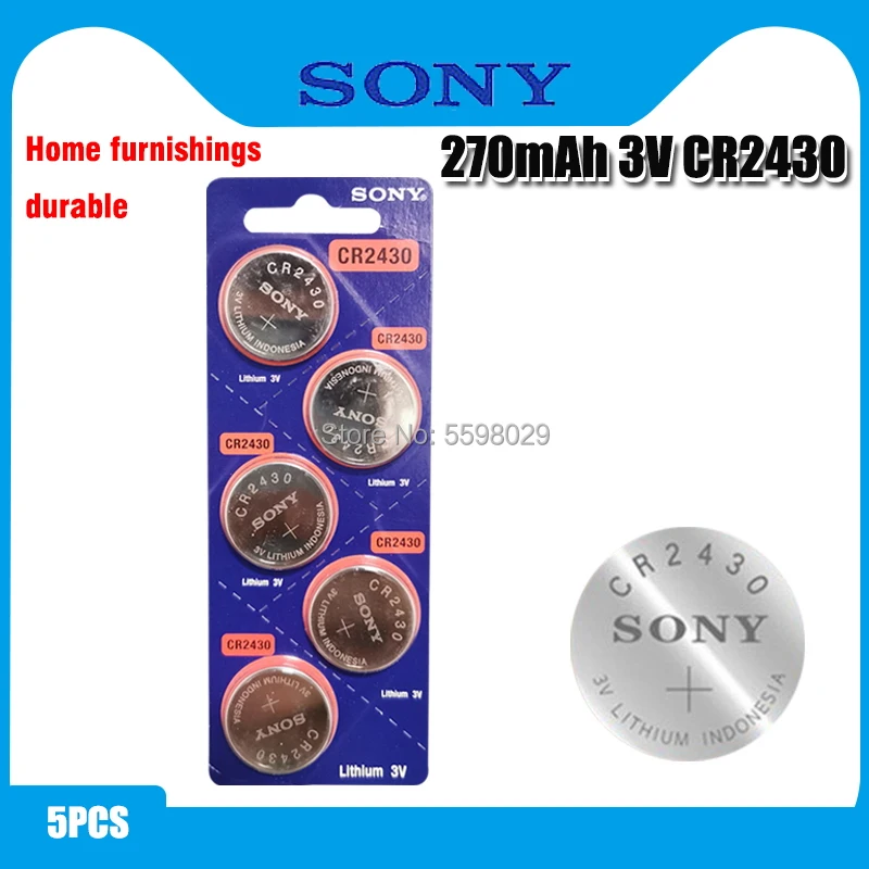 

5pcs Original Sony CR2430 CR 2430 Button Coin Batteries DL2430 BR2430 KL2430 3V Lithium Battery For Watch Toy hearing aids