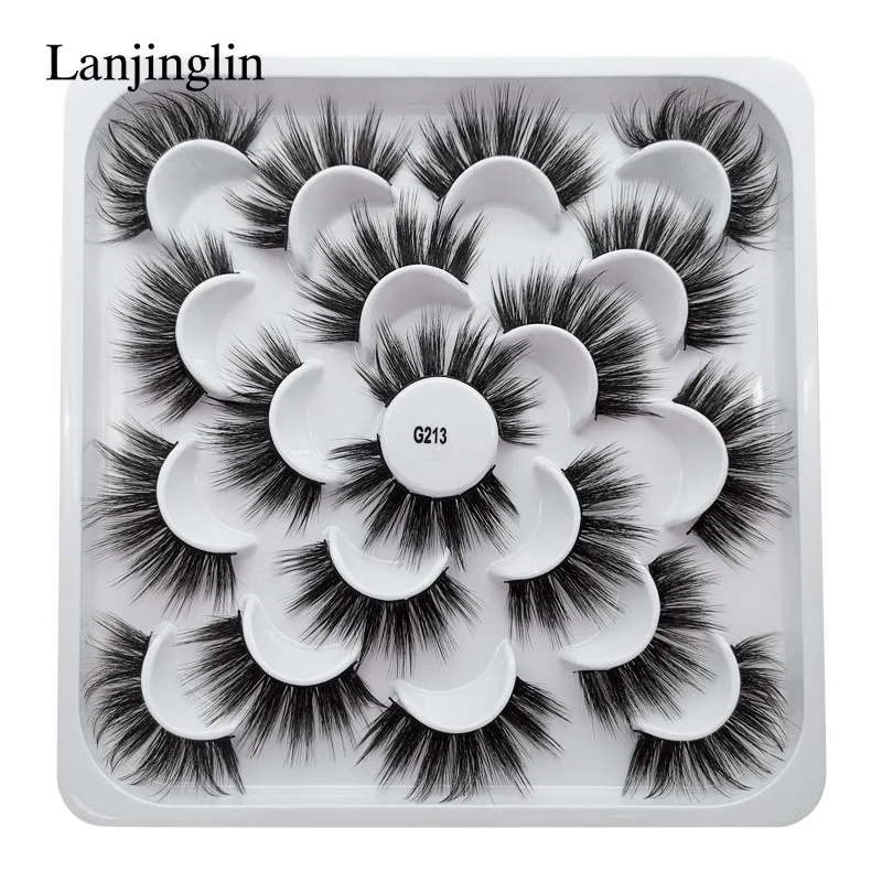 G213 LANJINGLIN 5/7/10 пар в комплекте; искусственный мех 3D норковые ресницы натуральных длинных накладных ресниц объем высокое качество накладные ресницы расширения ресницы «maquiagem» - Цвет: G213