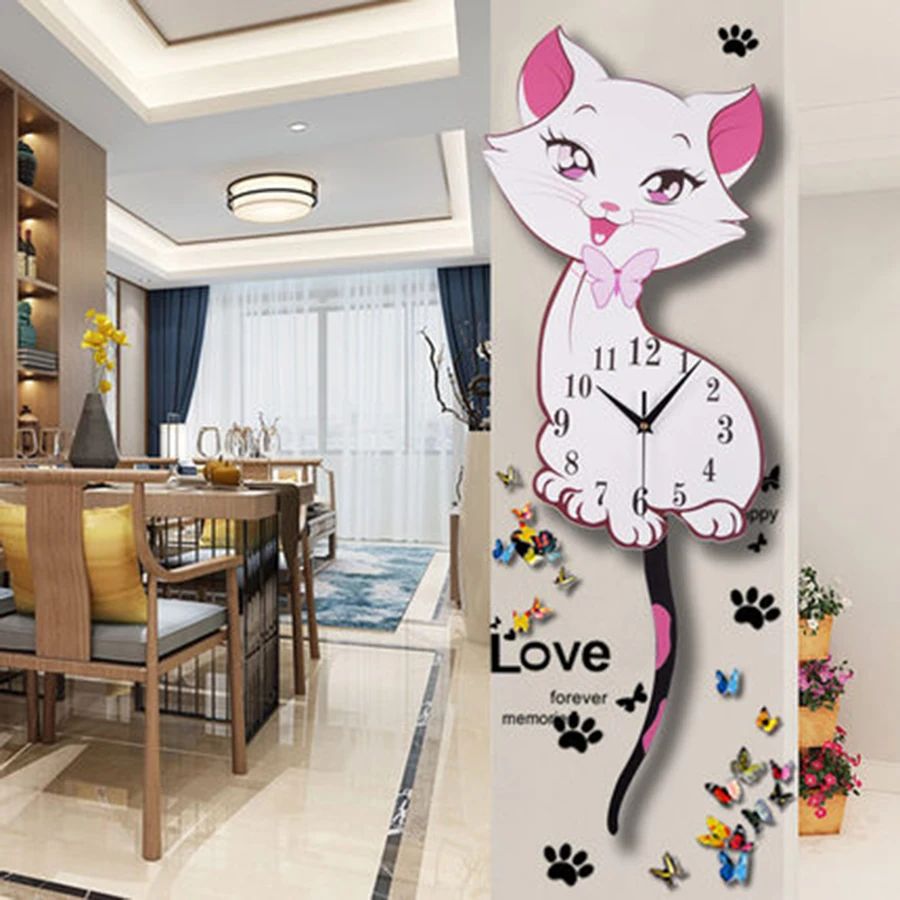 Cat современные тихие Креативные Часы для гостиной уникальные часы большие
