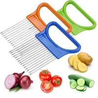 2021 new shrendders slicers tomato onion vegetables slicer cutting aid holder guide slicing cutter safe fork dropshipping