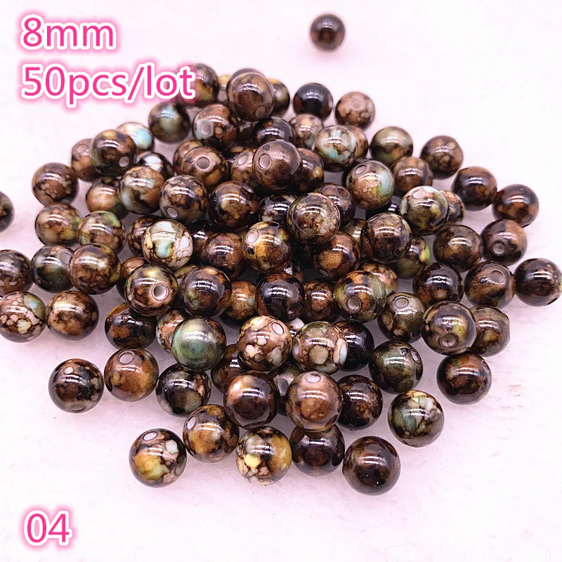 Новые круглые акриловые бусины 50 шт./лот 8 мм россыпью для изготовления ювелирных