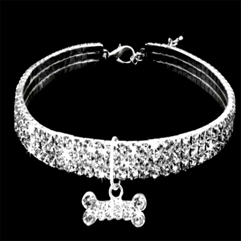 Ошейник Стразы Блестящий из мягкого материала с кристаллами