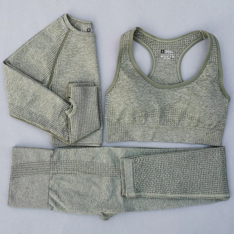 Комплект из 3 предметов для йоги бесшовные леггинсы спортивный бюстгальтер