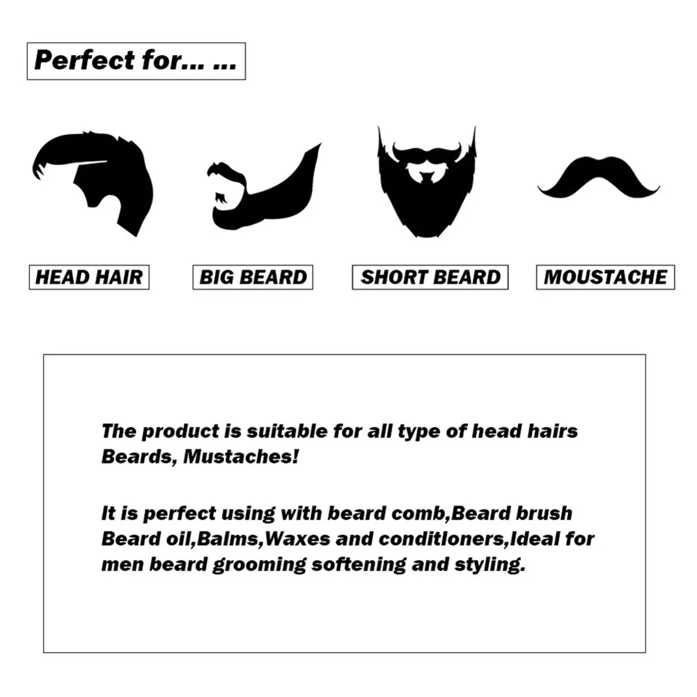 

3pcs Black Beard Care Kit Men's Beard Brush Mustache Comb Stainless Steel Scissor