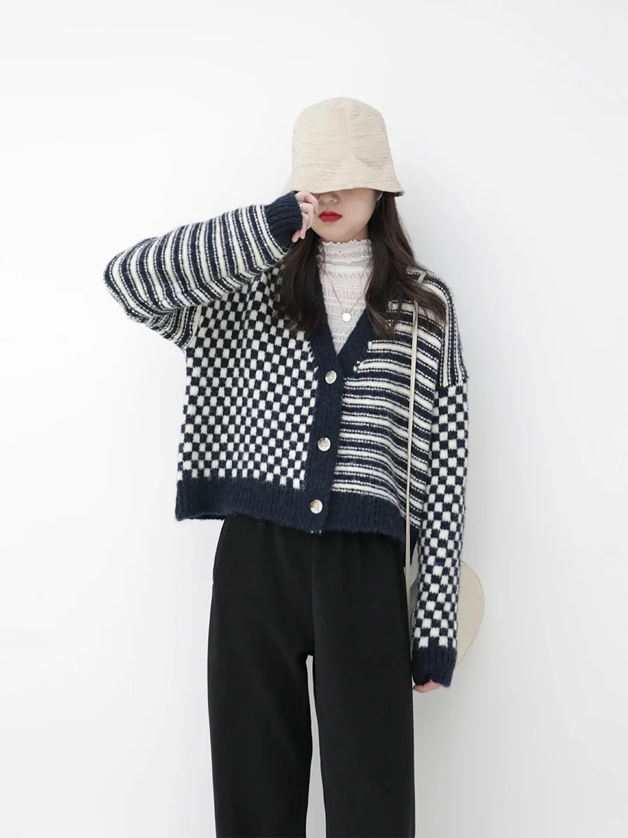 Свитер с длинным рукавом пуговицы кардиган оверсайз уличный рукав летучая мышь