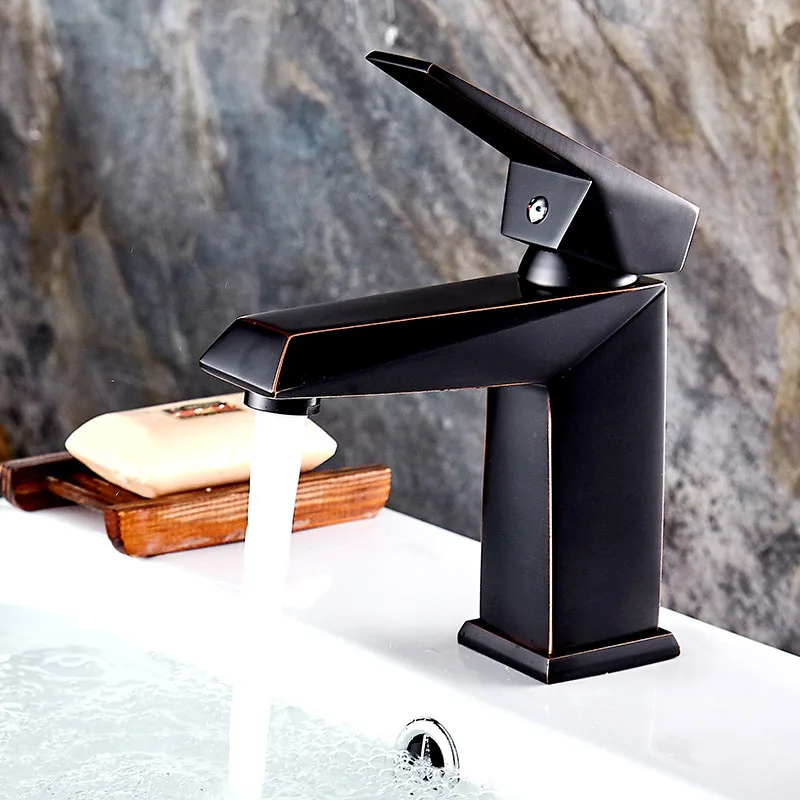 

Shower Room Electroplate Basin Faucet Full Copper Black Ancient Red Edge Hotel Toilet On The Stage Basin Hot And Cold Bathroom