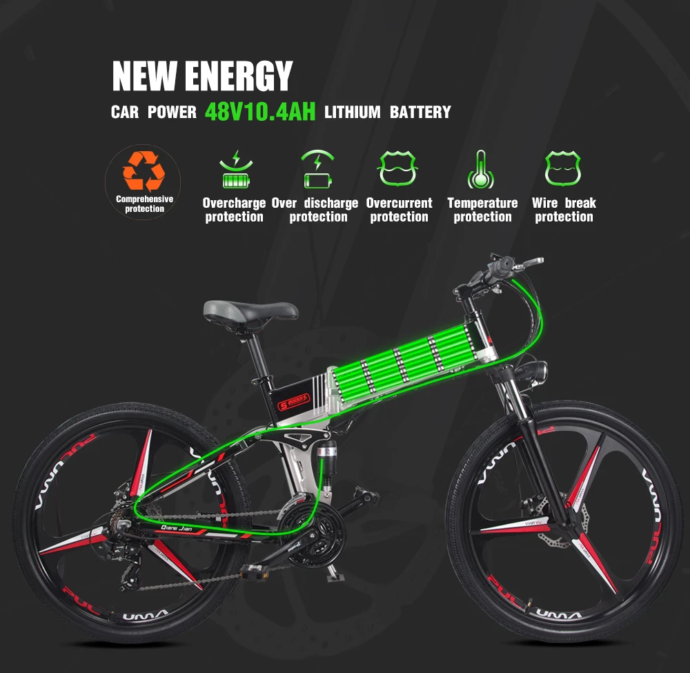 26 дюймов складной Электрический горный велосипед внедорожный ebike электрический велосипед ebike Электрический велосипед