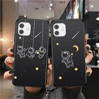 ottwn case for iphone 13 12 11 pro max mini 7 8 plus 13 x xr xs max se2020 cute cartoon astronaut moon star silicone phone cover