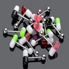 Стержни для языка в виде капсулы женские, акриловые штанги из хирургической стали, 14 г, 1-10 штук, пирсинг для языка, украшения