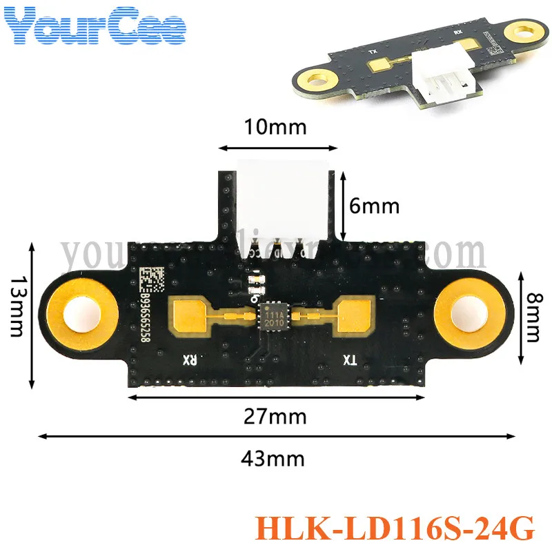 

HLK-LD116S-24G 24GHz Millimeter Wave Radar Sensor Module LD116S 24G PIR Motion Monitoring Module Detection Distance Range Sensor