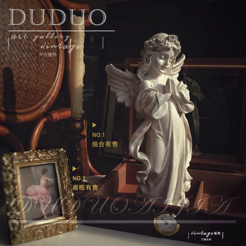 

Поделки из смолы с ангелом, украшение для гостиной в стиле ретро, настольные украшения для дома