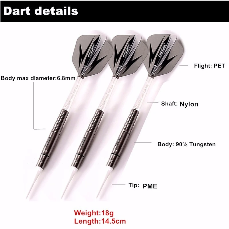 3 шт./компл. CUESOUL мягкие вольфрамовые дротики 18 г наконечники профессиональные