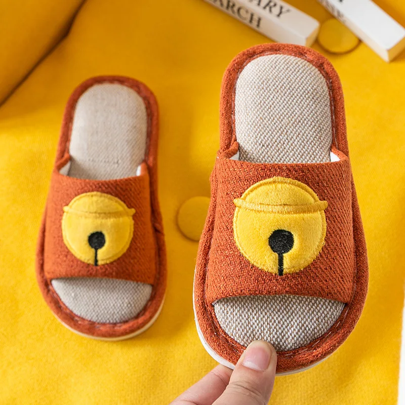 

Children's Linen Slippers Indoor Home Girls Boys Home Soft Bottom Kids Slippers