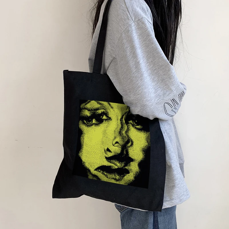 

Gothic women canvas bag punk Vintage large capacity ins horror Cartoon casual dark shopper bag y2k Ulzzang women shoulder bags