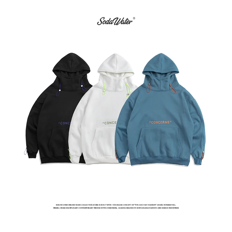 SODAWATER Men Drawstring Winter Hoodies Streetwear Hip Hop Mens and Sweatshirts High Street Loose Style 94406WS | Мужская одежда