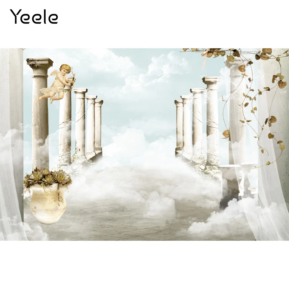 

Свадебный фон для фотосъемки Yeele с Купидоном, любовными стрелками, облаками страны чудес, столбами, декоративные фоны для фотостудии
