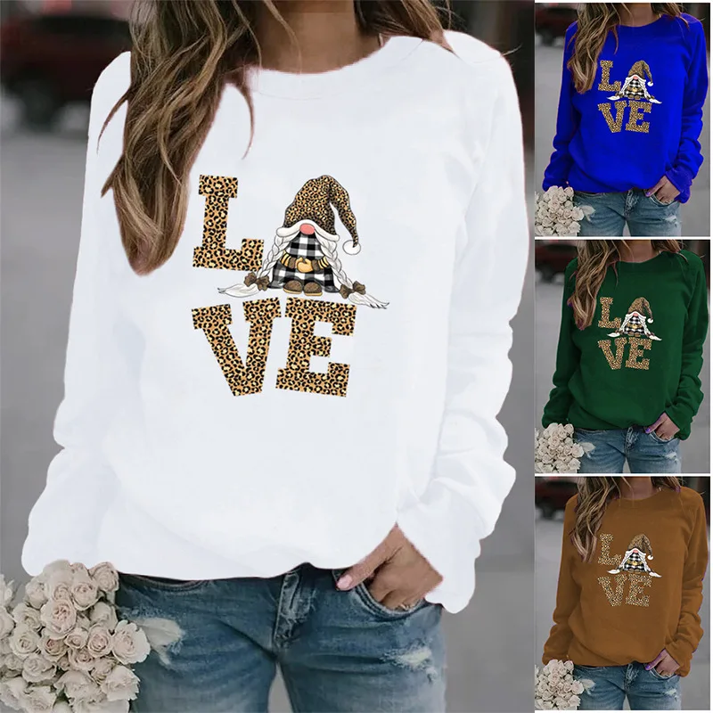 

Kawaii Cartoon Print Cotton Hoodie Round Neck Sweater Long Sleeve Sweater Mujer 2021 Hoodies