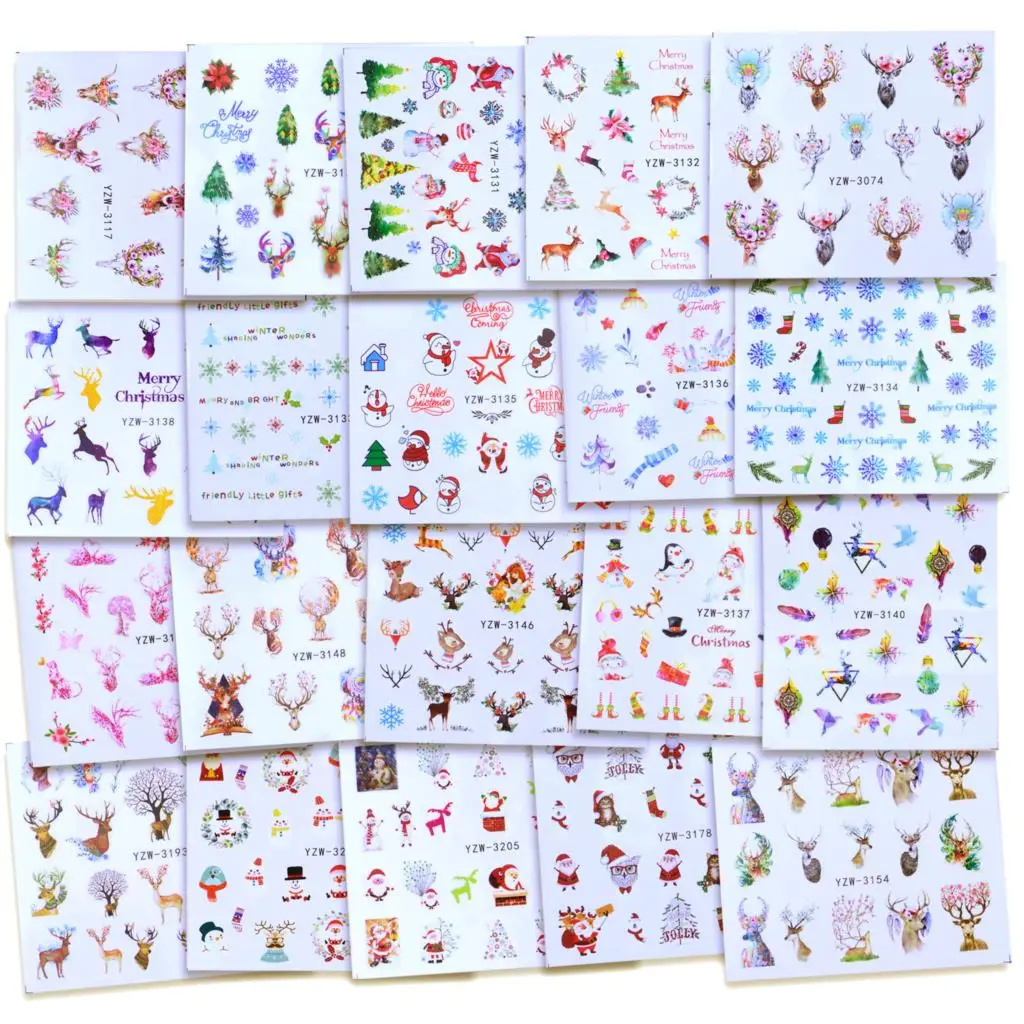1pcs Nail Art Christmas Water Transfer Tips Snowflake Sliders Wraps Patterns Temporary Sticker Nails DIY Decoration Tool | Красота и