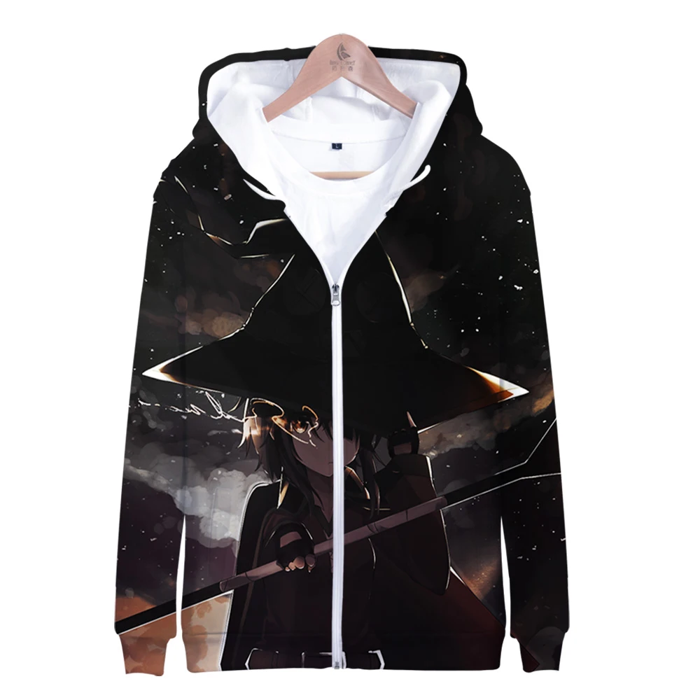 

2020 New Anime Megumin Konosuba Hoodie 3D Zipper Hoodies Men/Women Long Sleeve Hooded Sweatshirt Casual Pullover
