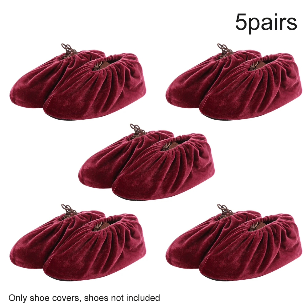 

5pairs Soft Washable Non Slip Boot Thickened For Household Solid Reusable Shoe Cover Laboratory Adults Protective Office Velvet