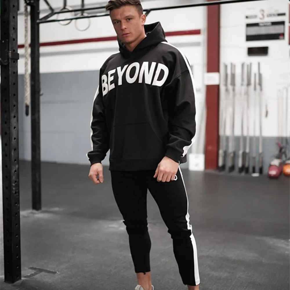 Мода свободного кроя для мальчиков спортивные костюмы большие с принтом в стиле