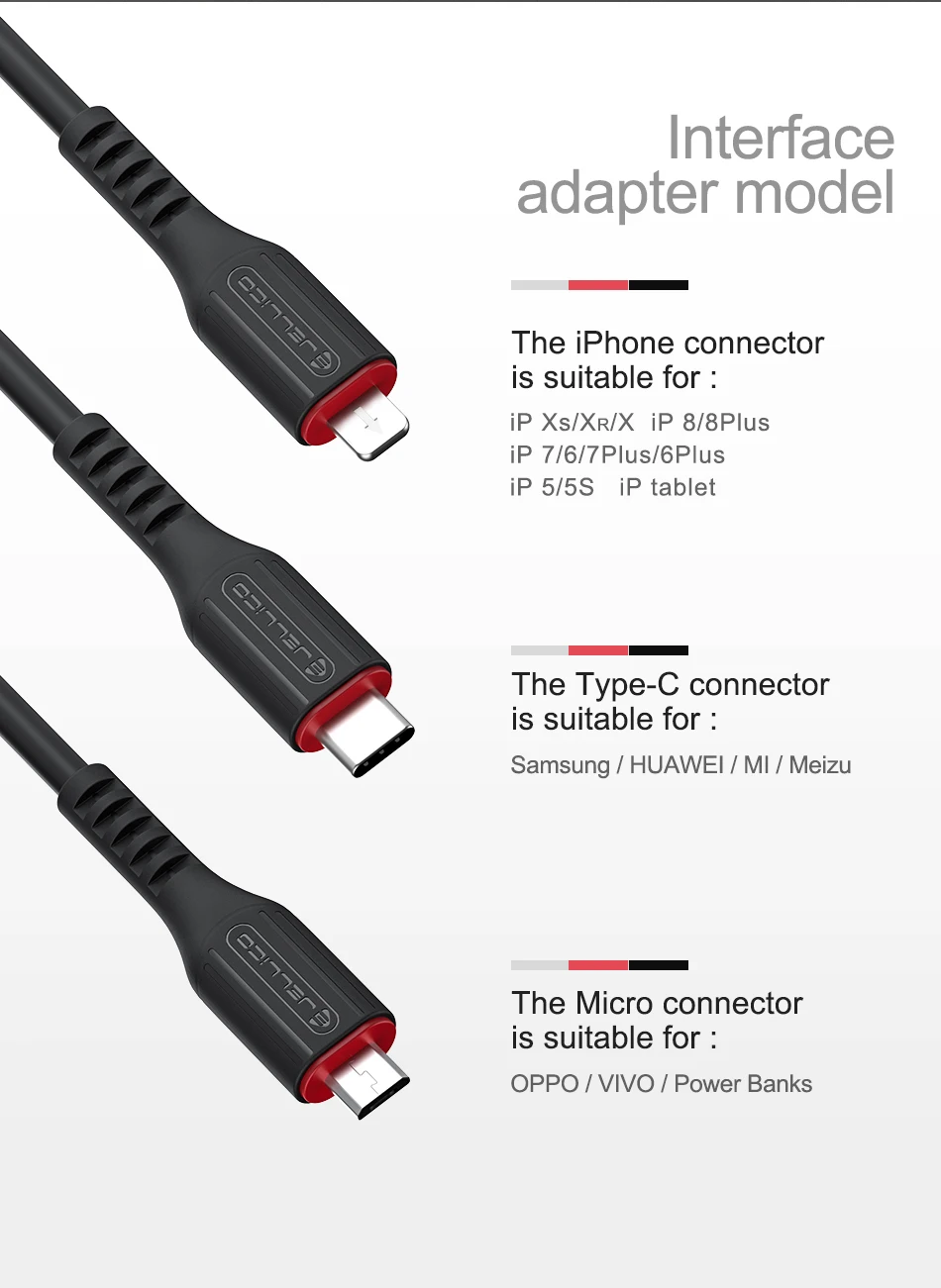 Jellico 3 в 1, USB кабель для iPhone, samsung, Xiaomi, мульти быстрая зарядка, микро USB кабель для мобильного телефона, usb type-C кабель