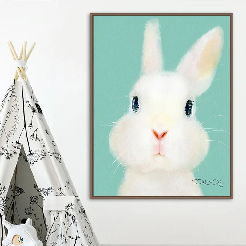 Медведь свинка Альпака утенок детская настенная Картина на холсте скандинавские