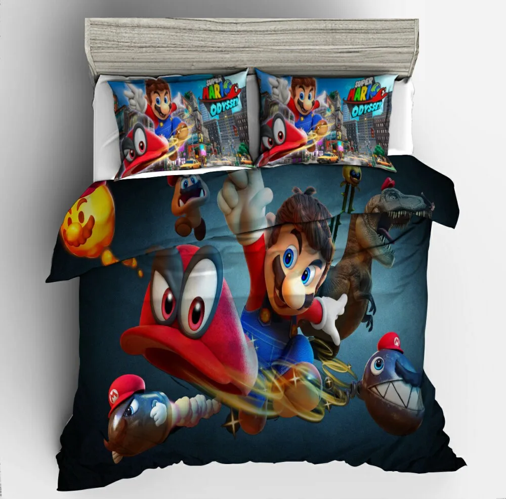 Комплект постельного белья Super Mario Bros, пододеяльники, наволочки, стеганое одеяло Mario, Комплект постельного белья s, мягкое постельное белье, аксессуары для детской спальни