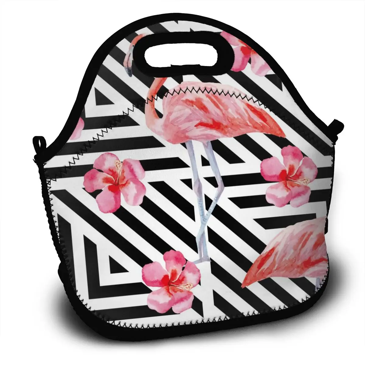 

2020 новая сумка для обеда Тропик Розовый фламинго и Гибискус Цветок геометрический фон изоляция холодная Тепловая удобная сумка для отдыха