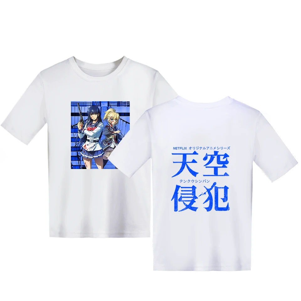 

High-Rise Invasion T-Shirt Japanese Anime Print Summer Short-Sleeve Cotton T-Shirt Children's Casual Clothing