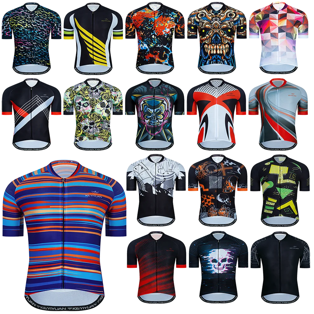 

KEYIYUAN Men's Cycling Jersey Short Sleeve Bicycle Shirt Summer MTB Bike Cycle Clothes Tops Maillot Ciclismo Hombre 2021 Verano