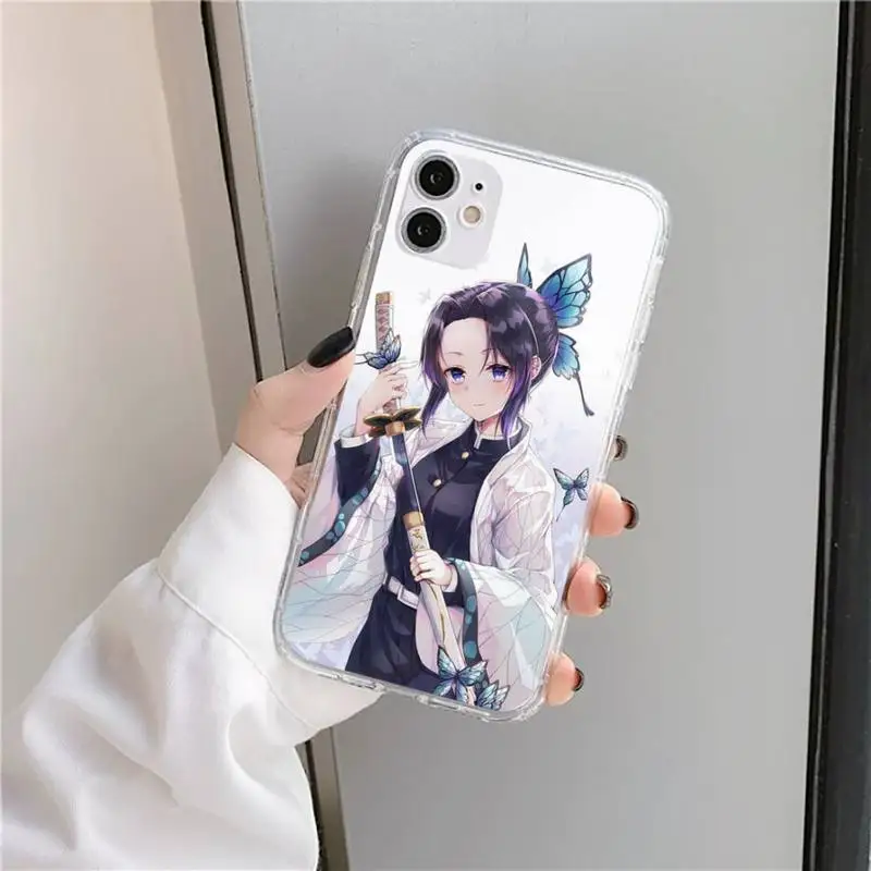 

Anime Kochou Kanae Demon Slayer Phone Case Transparent soft For iphone 5 5s 5c se 6 6s 7 8 11 12 plus mini x xs xr pro max