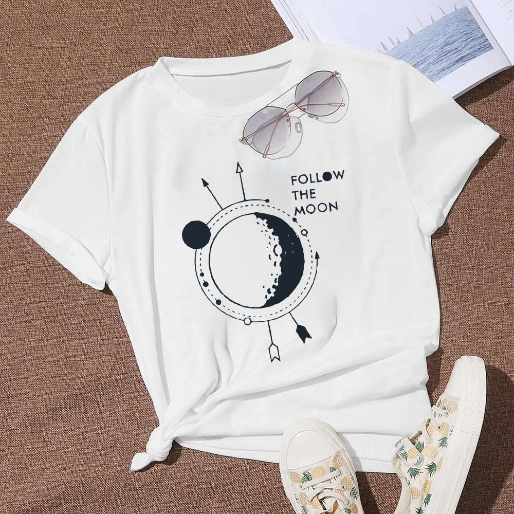 

Aesthetic Art Moon Summer New T-shirt Women Harajuku Trend Punk Tops Easy Matching Ropa Mujer Plus Size Crewneck T-shirts